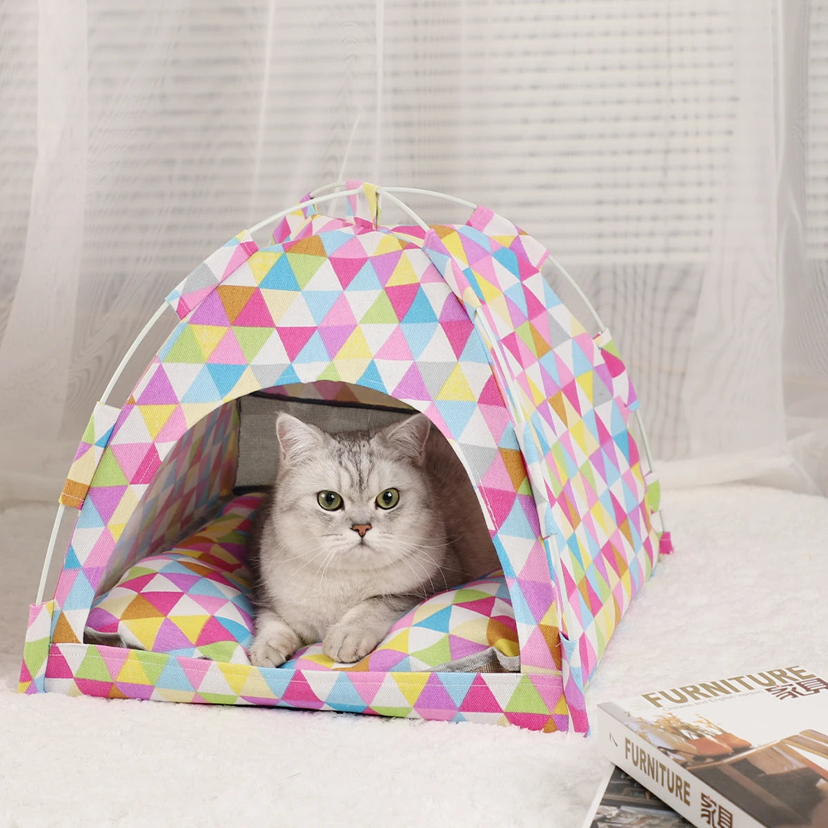 Cama tipo Casa de Campaña para Mascotas